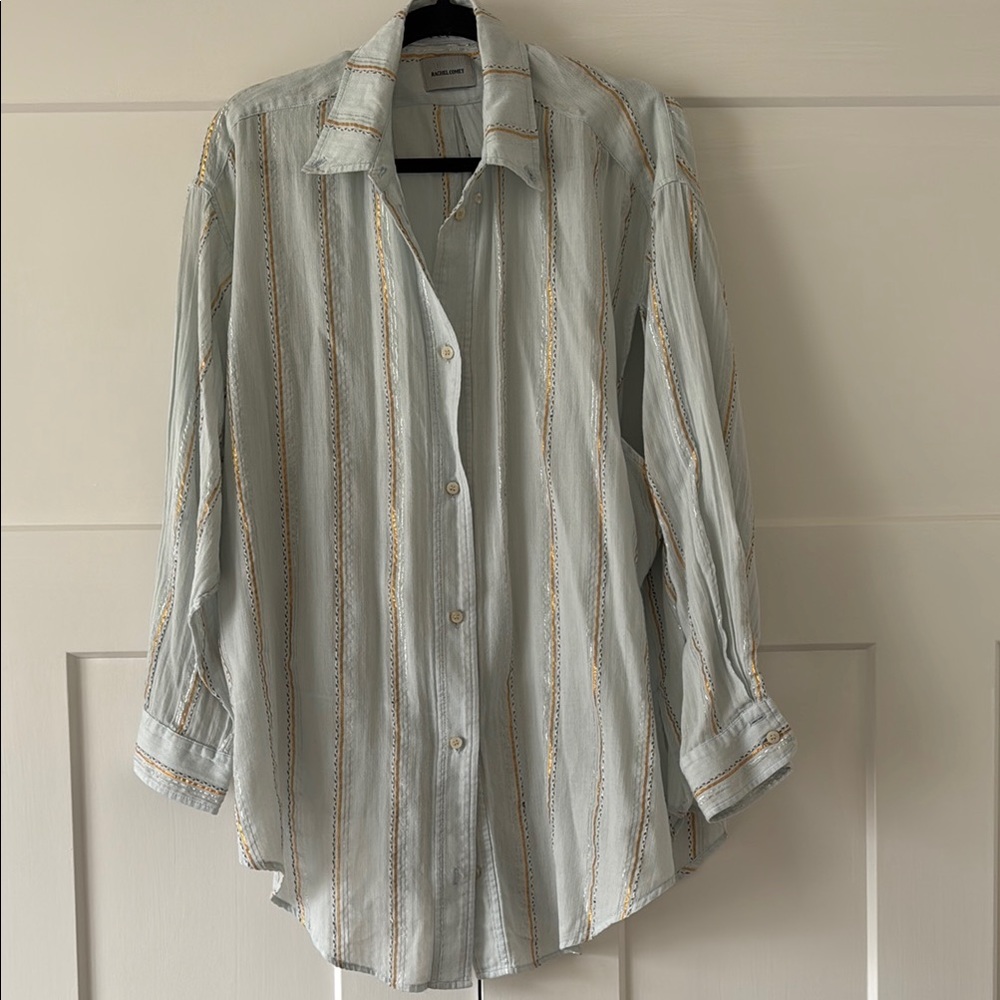 Rachel Comey oversized Striped blue shirt, cutout arms, size 4